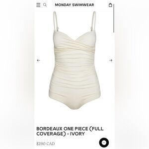 New Monday Swimwear Size VVV BORDEAUX ONE PIECE (FULL COVERAGE) - IVORY Swimsuit